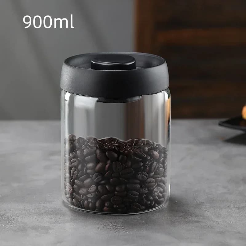 Vakumlu Cam Saklama Kabı ve Çaydanlık - Kahve Çekirdeği ve Çay İçin Hava Geçirmez Kavanoz