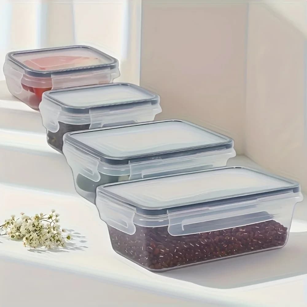 8 Parça Kilitli Kapaklı Hava Geçirmez Plastik Saklama Kabı Seti - BPA İçermez
