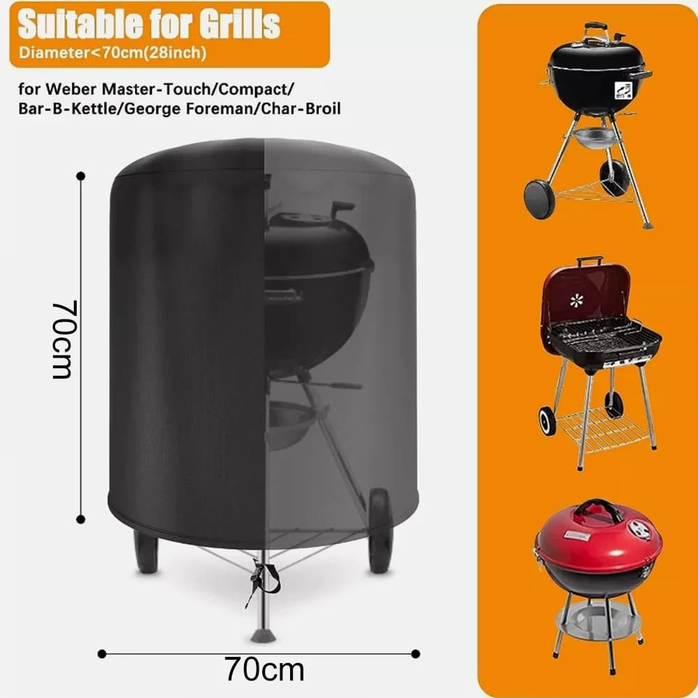 Raweao Yuvarlak Barbekü Örtüsü, Su Geçirmez Oxford Mangal Kılıfı 57 cm