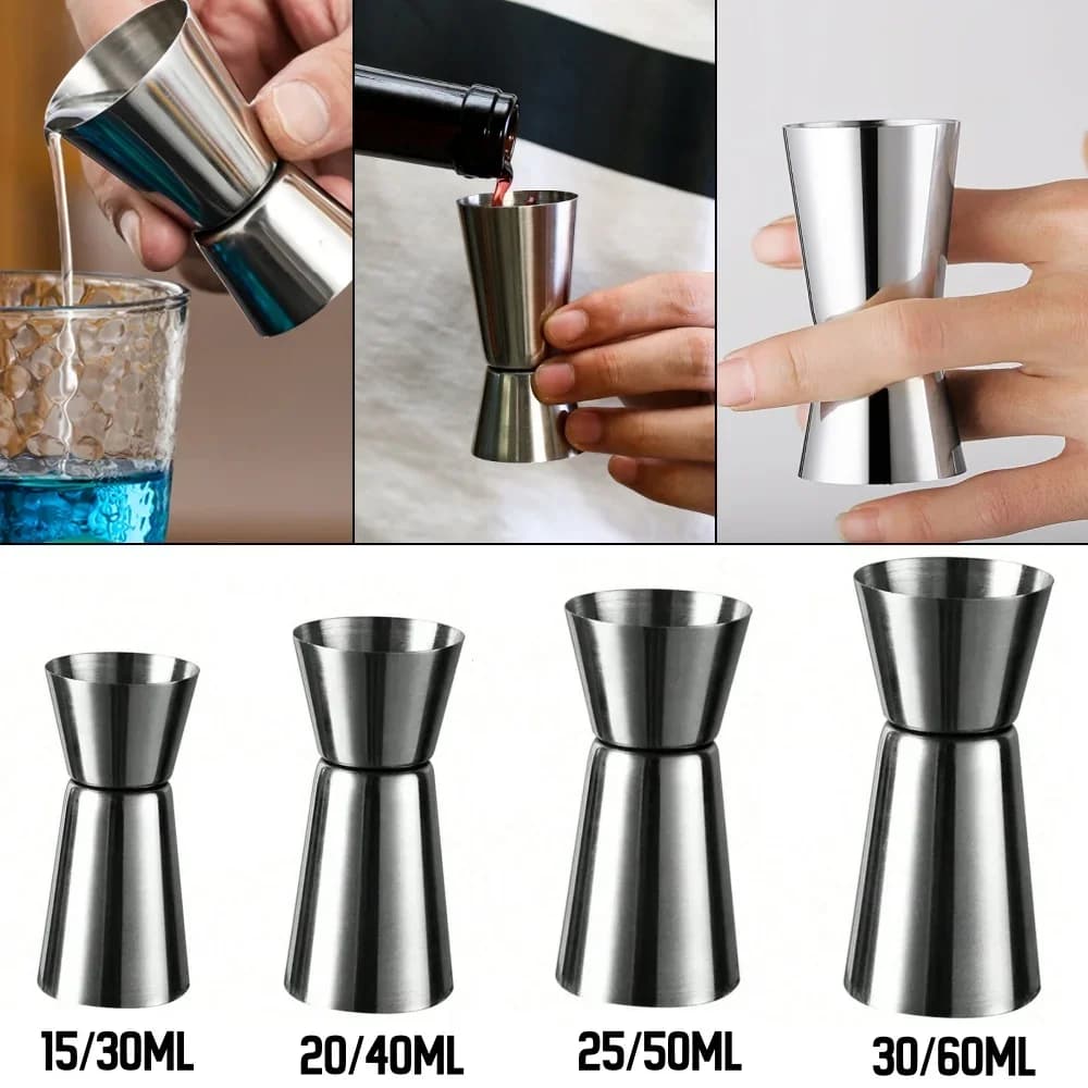 Paslanmaz Çelik Kokteyl Ölçü Kabı Jigger Çift Taraflı Bar Ölçeği