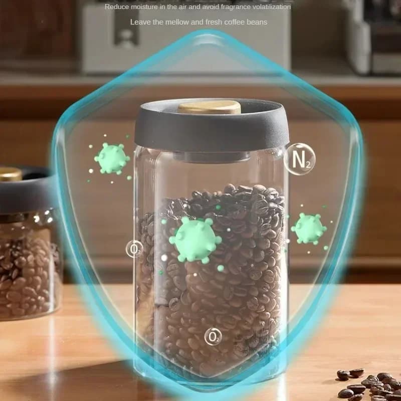 Vakumlu Cam Saklama Kabı ve Çaydanlık - Kahve Çekirdeği ve Çay İçin Hava Geçirmez Kavanoz