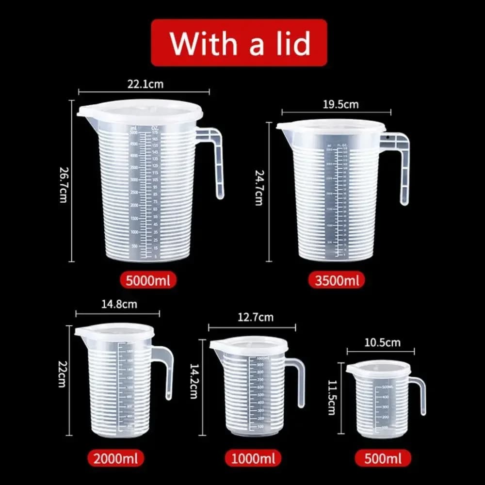 100-5000 ml Gıdaya Uygun Ölçekli Plastik Ölçü Kabı