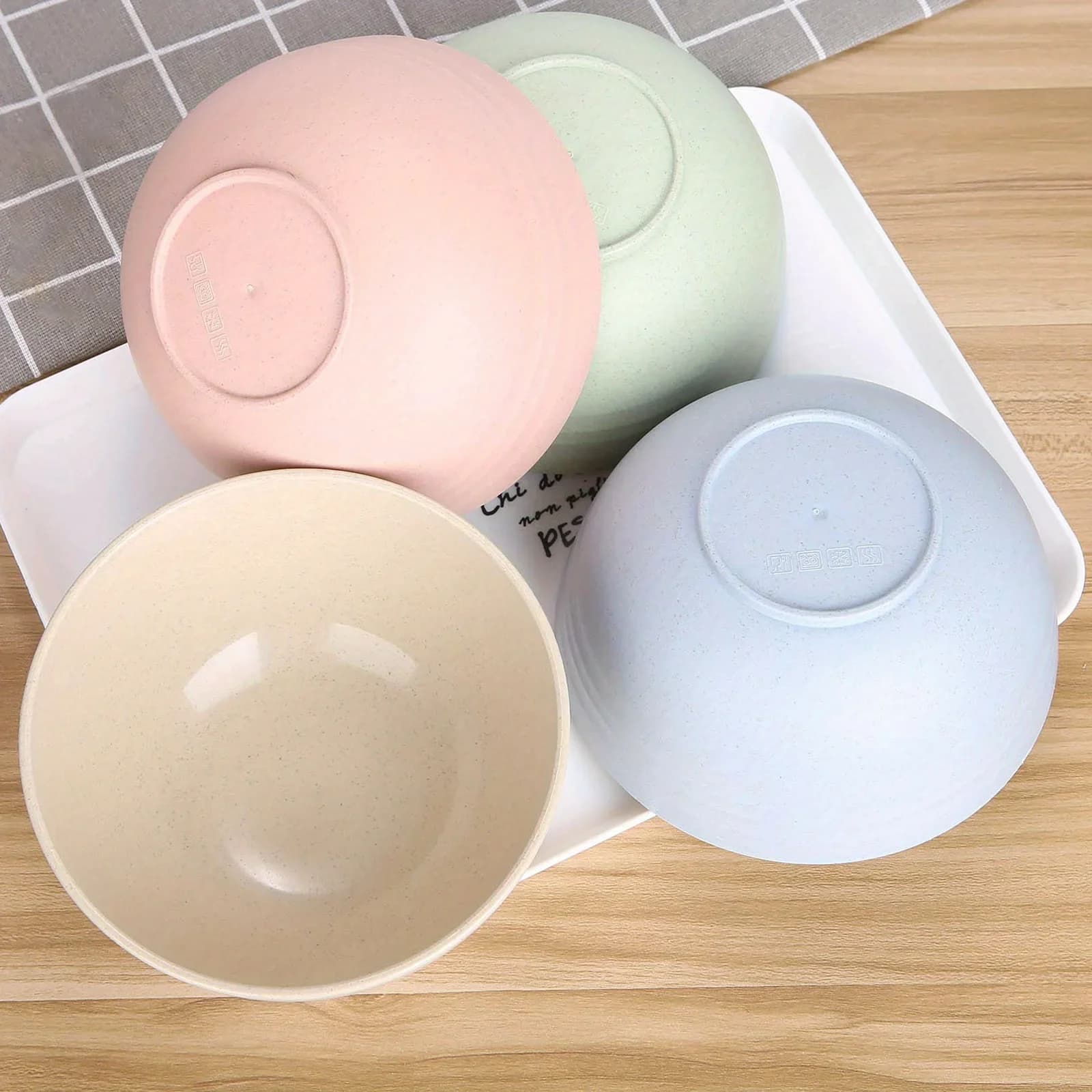 4 Parça Kırılmaz Plastik Çorba ve Kase Seti - Mikrodalga ve Bulaşık Makinesine Uygun (24 oz)