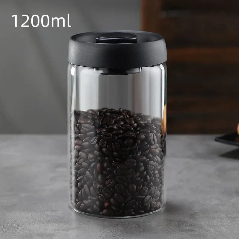 Vakumlu Cam Saklama Kabı ve Çaydanlık - Kahve Çekirdeği ve Çay İçin Hava Geçirmez Kavanoz