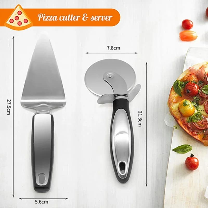 Paslanmaz Çelik Yuvarlak Pizza Kesici Hamur ve Kek Dilimleyici Rulet