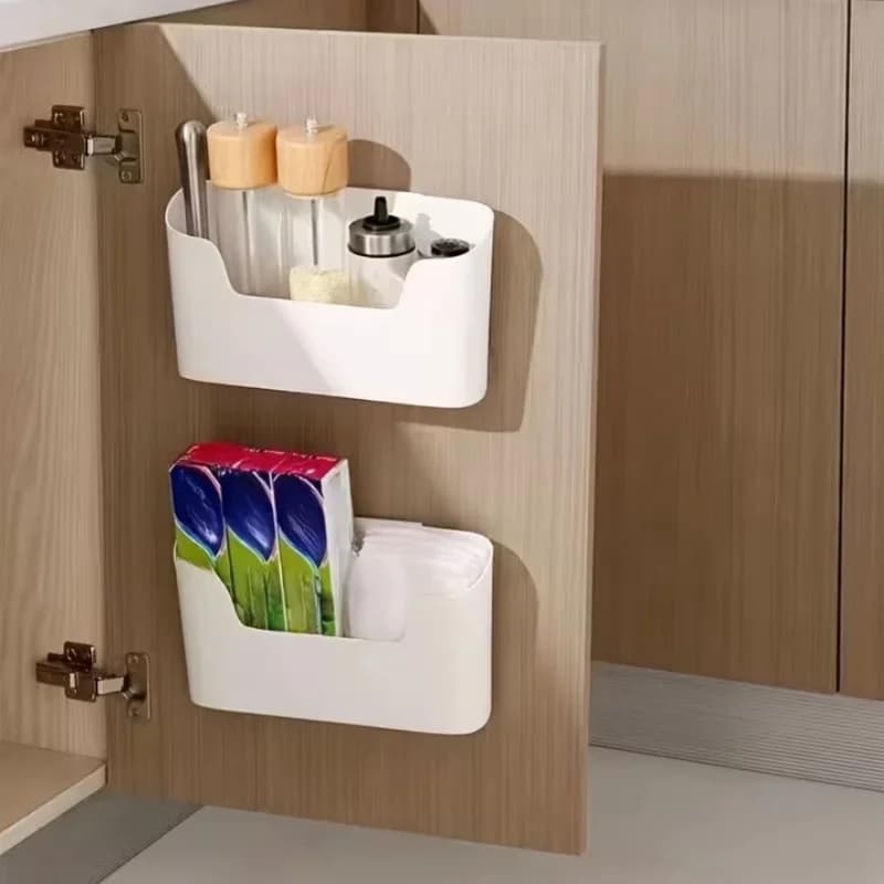 Dolap Kapağı İçi Asılabilir Düzenleyici Kutu, Streç Film ve Banyo Gereçleri Saklama Kabı