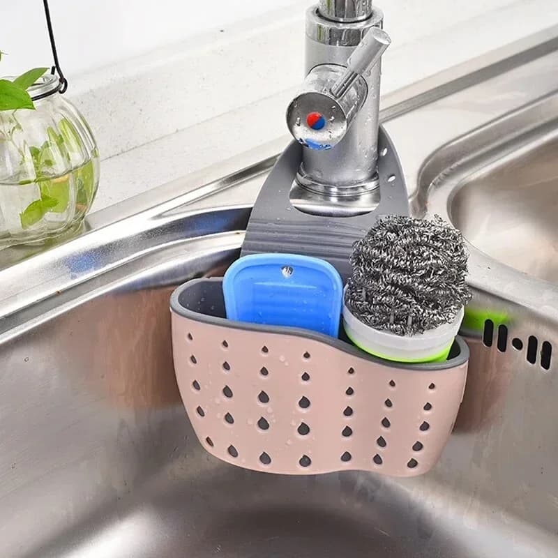 Ayarlanabilir Mutfak Lavabo İçi Askılı Sünger ve Sabunluk Sepet