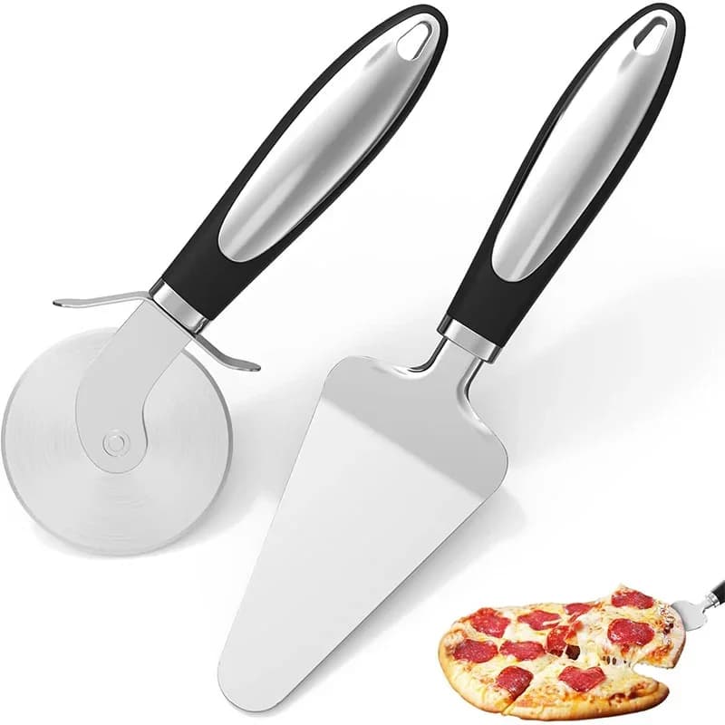 Paslanmaz Çelik Yuvarlak Pizza Kesici Hamur ve Kek Dilimleyici Rulet