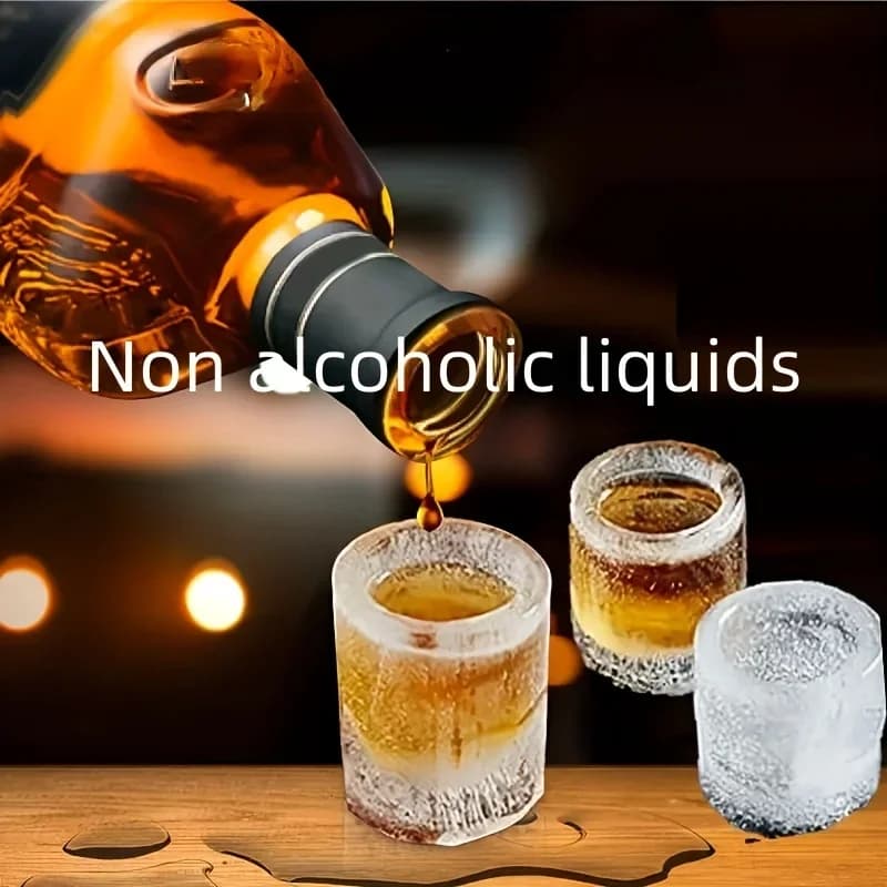 Silikon Buz Kalıbı, 4 Bölmeli Bastırmalı Buz Yapıcı, Viski ve Bira İçin Yuvarlak Bardak Şekilli Buz Kalıbı, Mutfak Aleti