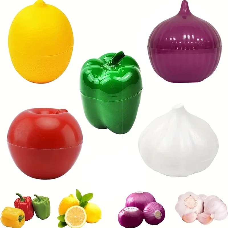 Kapaklı Plastik Sebze Saklama Kabı - Soğan, Sarımsak ve Biber Düzenleyici Kutu