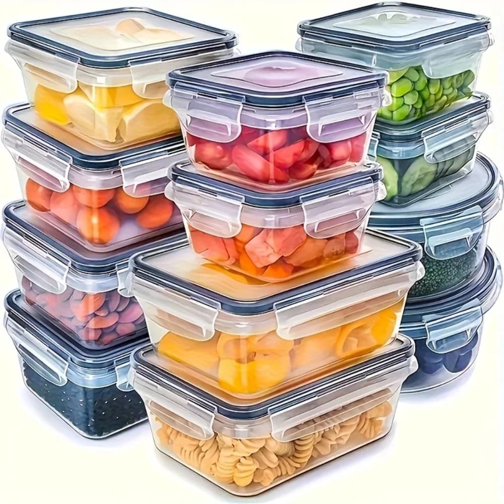 8 Parça Kilitli Kapaklı Hava Geçirmez Plastik Saklama Kabı Seti - BPA İçermez