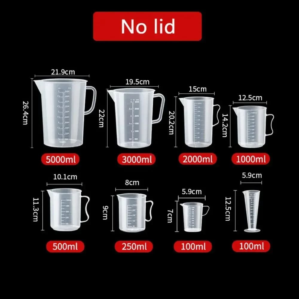 100-5000 ml Gıdaya Uygun Ölçekli Plastik Ölçü Kabı