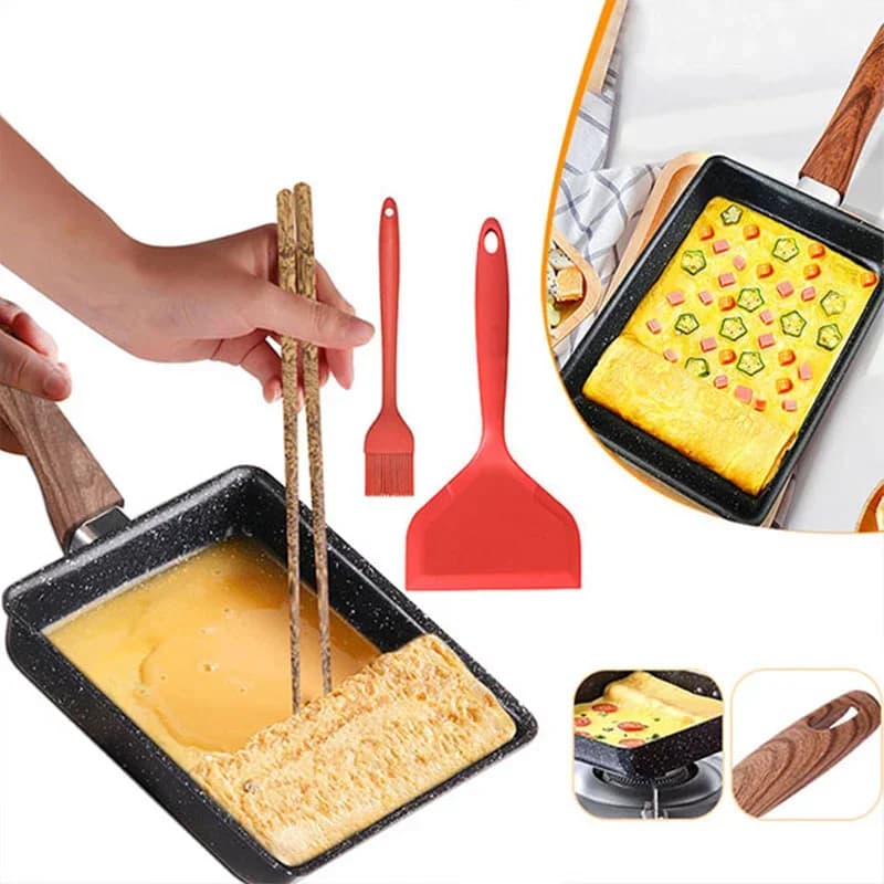 Tamagoyaki Japon Omlet Tavası - Yapışmaz Dikdörtgen Yumurta Tavası