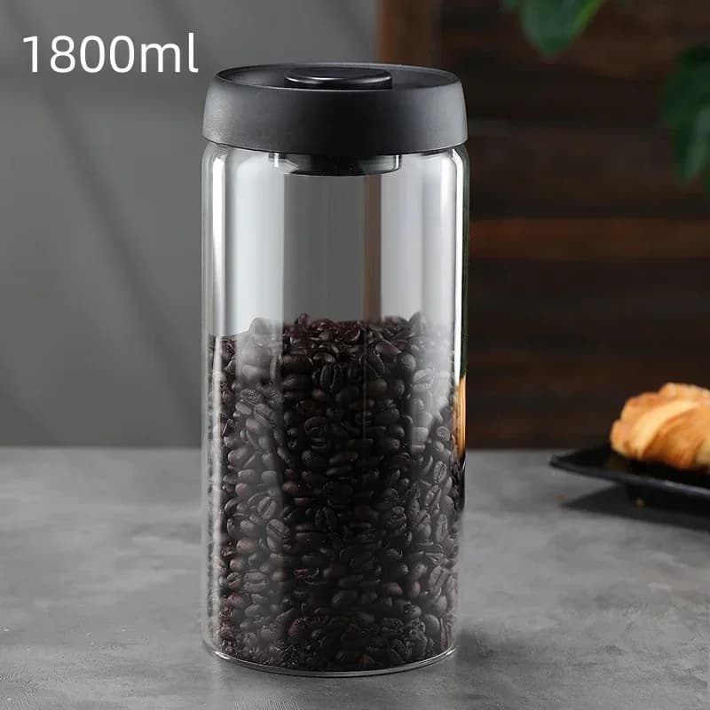 Vakumlu Cam Saklama Kabı ve Çaydanlık - Kahve Çekirdeği ve Çay İçin Hava Geçirmez Kavanoz