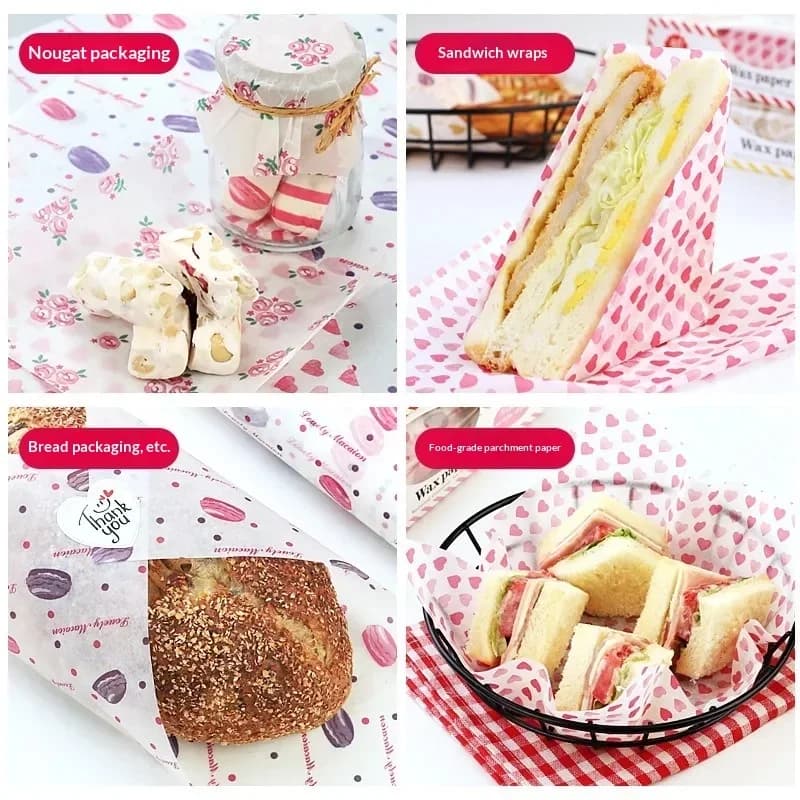 50 Adet Gıda Uyumlu Yağlı Pişirme Kağıdı, Burger ve Sandviç Sarma Kağıdı