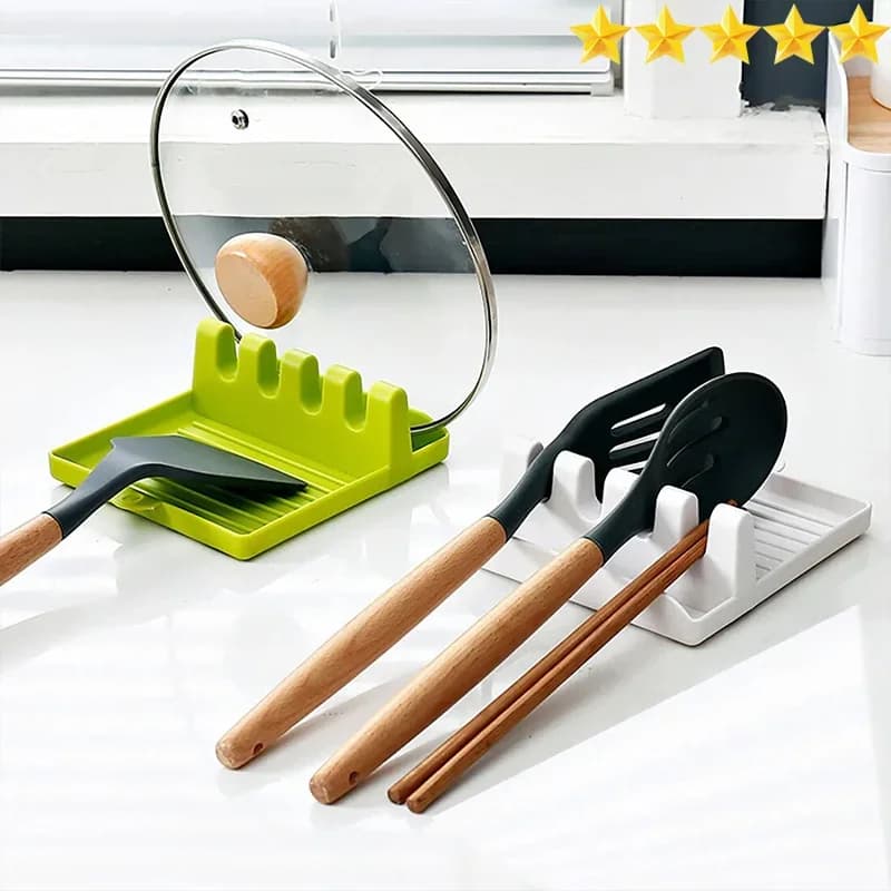 Tezgah Üstü Tencere Kapağı ve Kaşık Tutucu Stand - Kaşıklık ve Spatula Altlığı