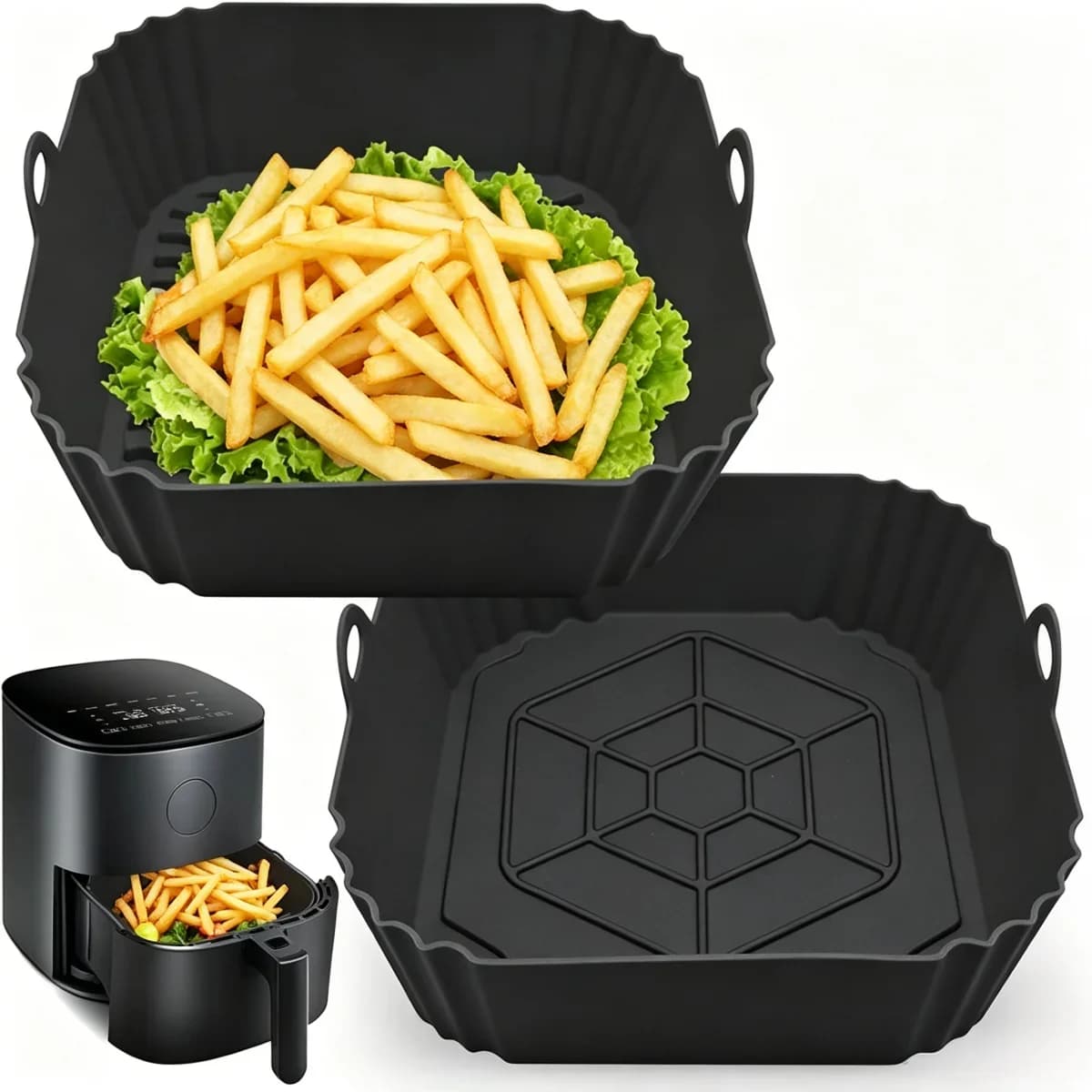 Yeniden Kullanılabilir Yapışmaz Air Fryer Silikon Pişirme Kabı