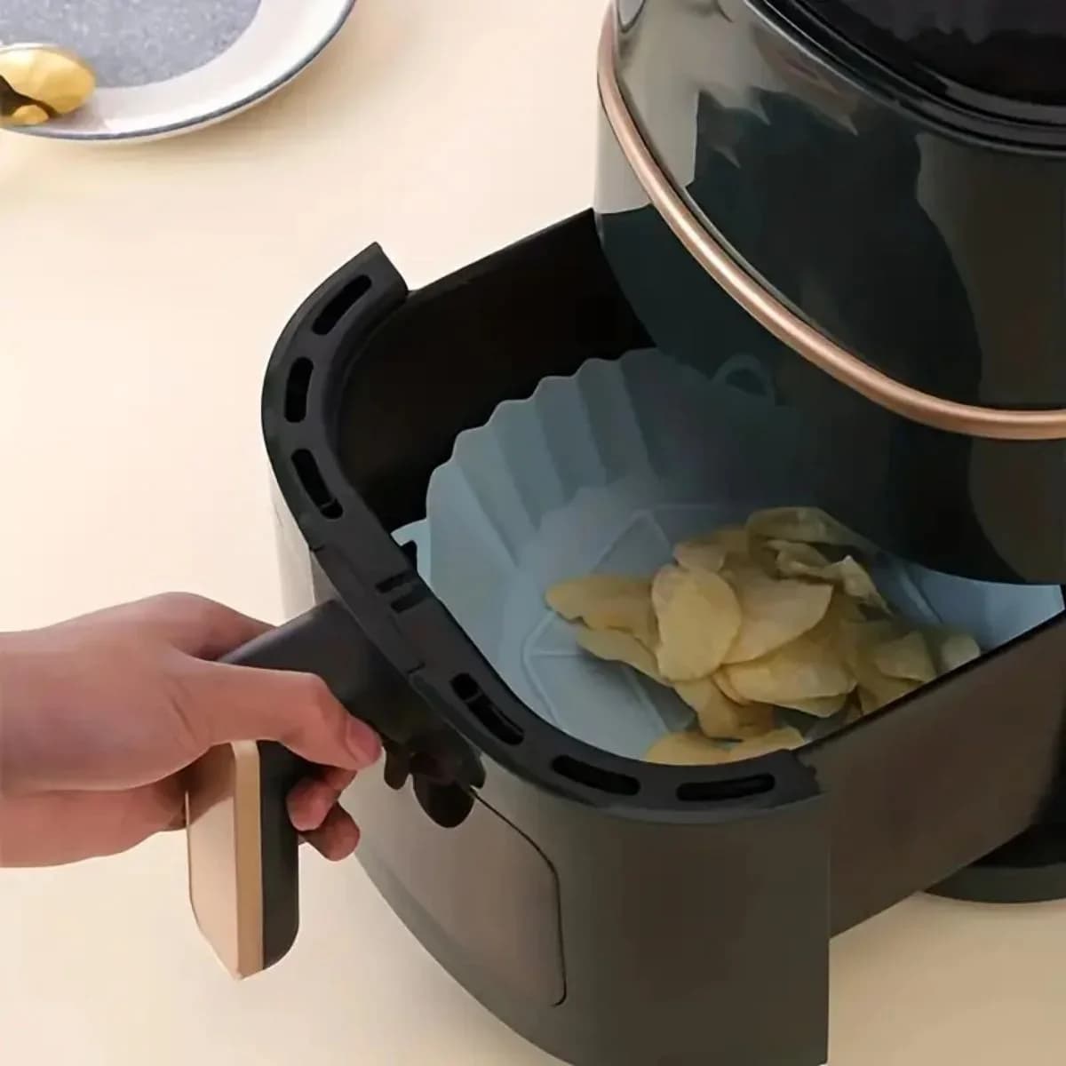 Yeniden Kullanılabilir Yapışmaz Air Fryer Silikon Pişirme Kabı