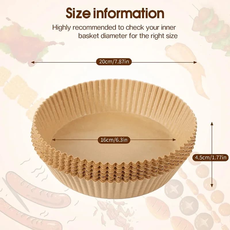 Tek Kullanımlık Airfryer Pişirme Kağıdı - Yağ ve Su Geçirmez