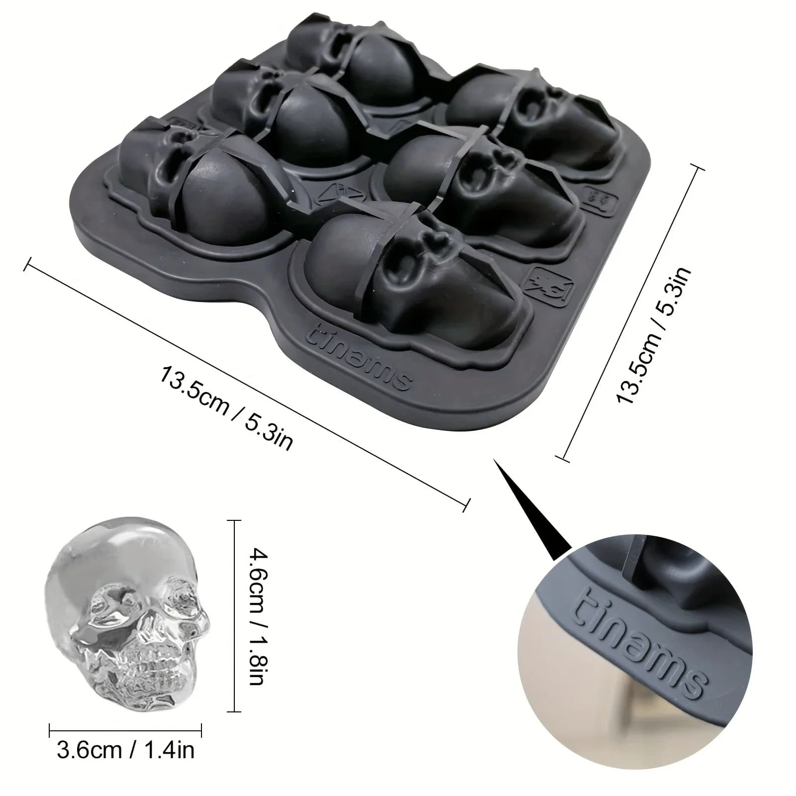 3D Kuru Kafa Silikon Buz Kalıbı, BPA İçermeyen Kokteyl Buz Yapıcı