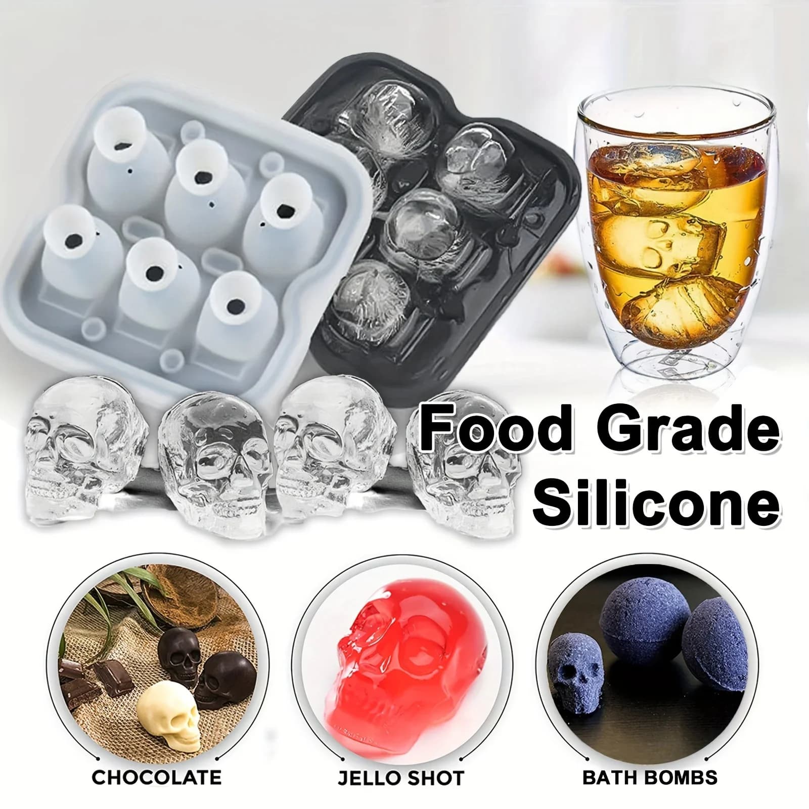 3D Kuru Kafa Silikon Buz Kalıbı, BPA İçermeyen Kokteyl Buz Yapıcı