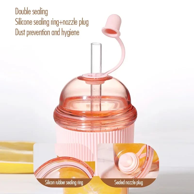 430 ml Pipetli Taşınabilir İçecek Bardağı, Su ve Kahve Şişesi