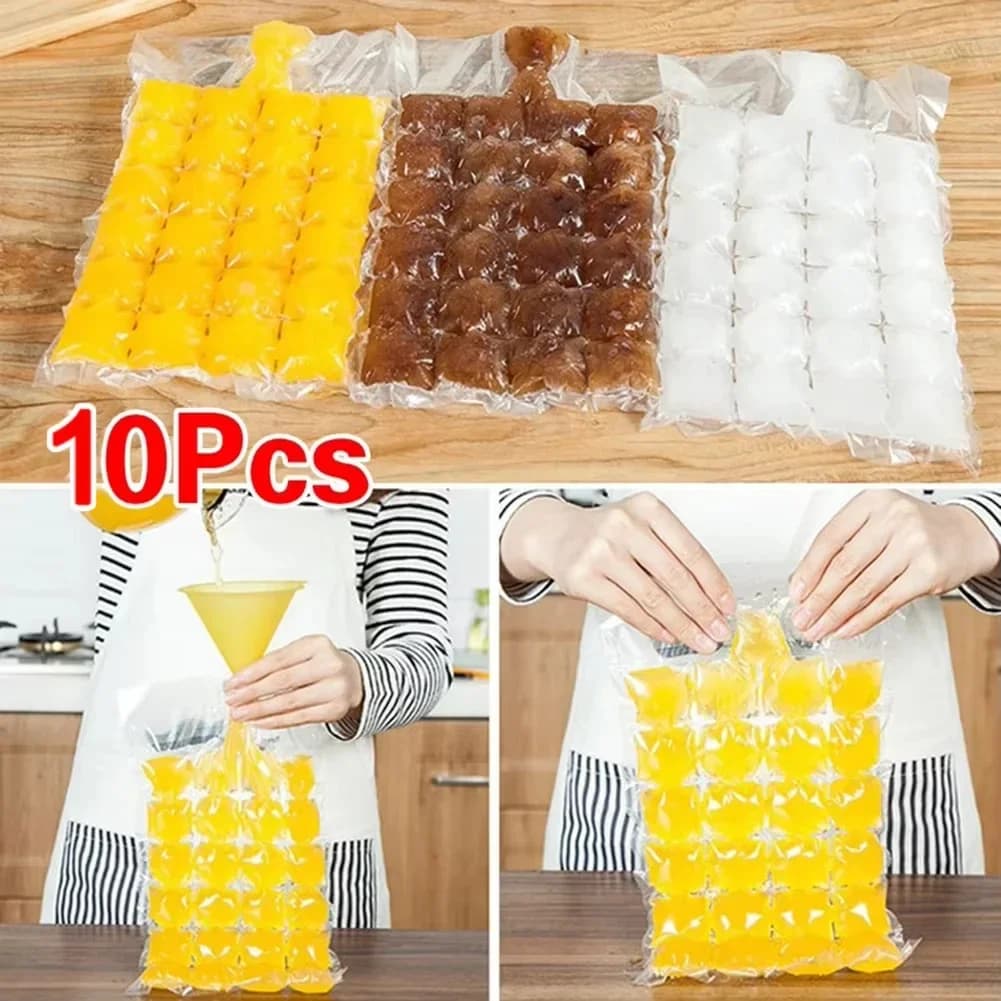 10-100 Adet/Paket Tek Kullanımlık Kendinden Kilitli Buz Torbası Buz Küpü Kalıbı