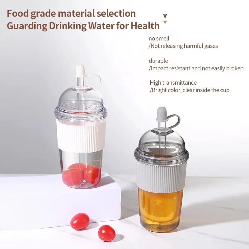 430 ml Pipetli Taşınabilir İçecek Bardağı, Su ve Kahve Şişesi