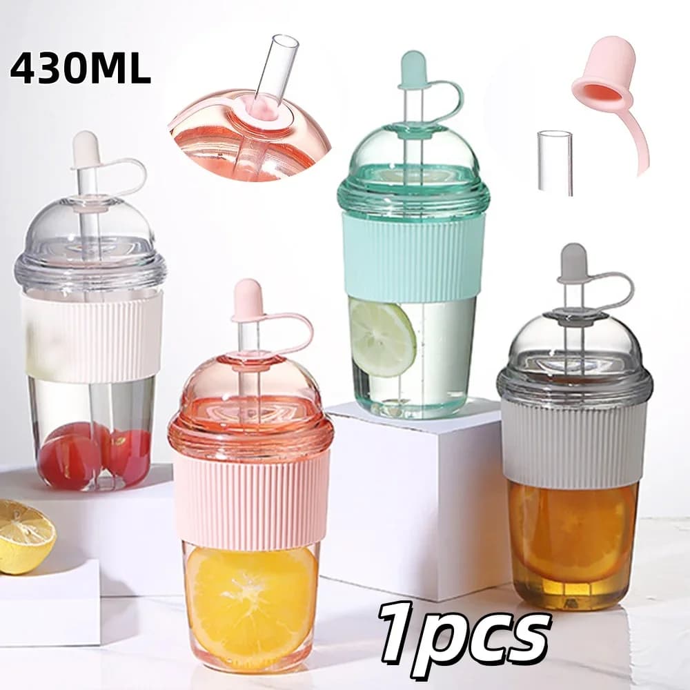 430 ml Pipetli Taşınabilir İçecek Bardağı, Su ve Kahve Şişesi