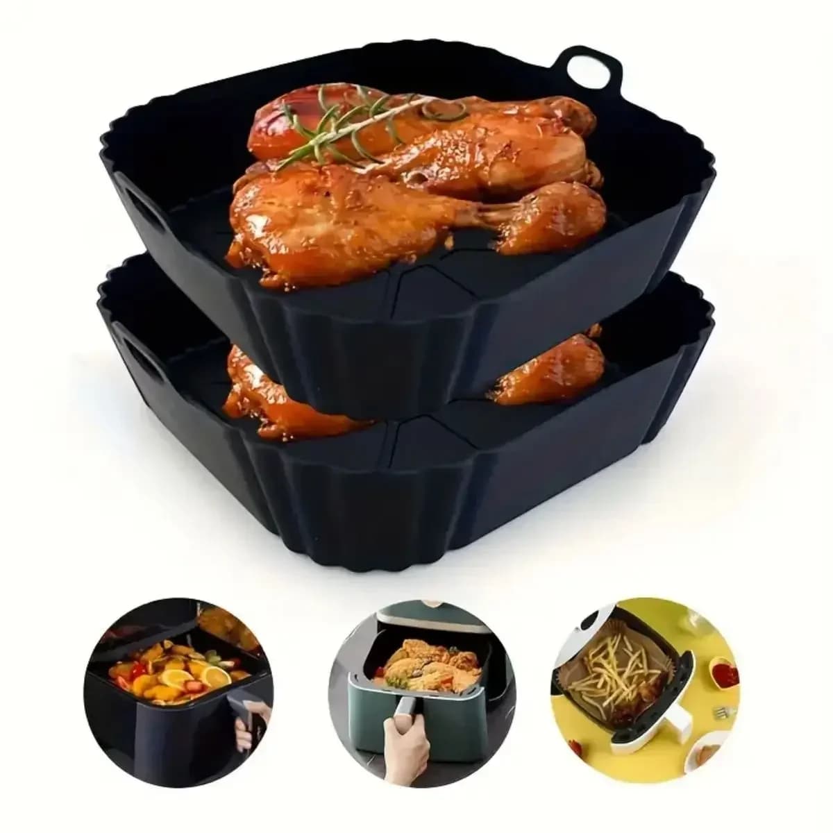 Yeniden Kullanılabilir Yapışmaz Air Fryer Silikon Pişirme Kabı